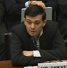 Martin Shkreli, American pharmaceutical executive, called "the most hated man in America" after increasing the price of a drug by over 5000%. He is currently facing trial for securities fraud. 