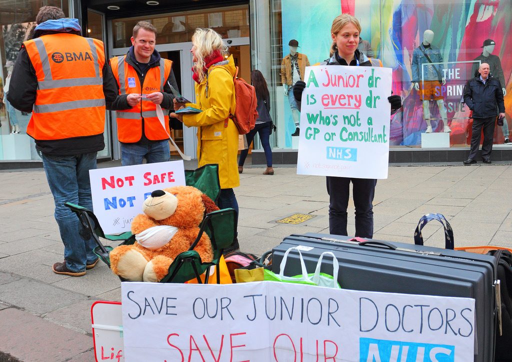 Norwich Junior Doctors outside on The Haymarket Norwich A3. Credit - Roger Blackwell/Flickr.com