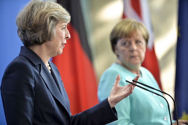 PM visit to Germany July 2016 (l-r) Prime Minister Theresa May, Chancellor Angela Merkel. Tom Evans/Crown Copyright (CC BY-NC-ND 2.0)